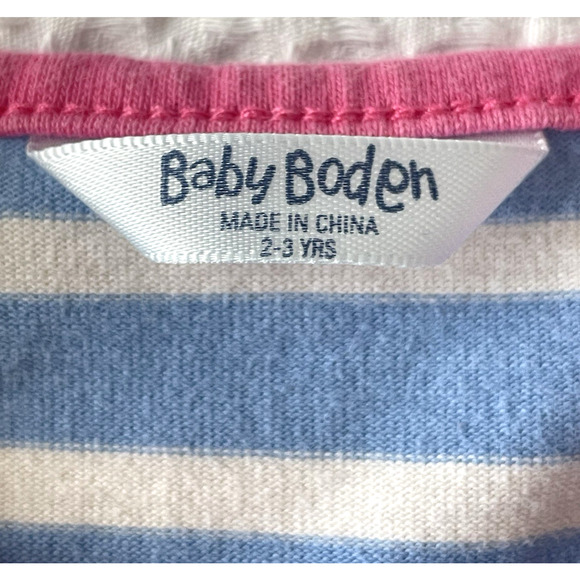 Mini Baby Boden Girls Dress Size 2 3 Bunny Rabbit Striped - Picture 2 of 6